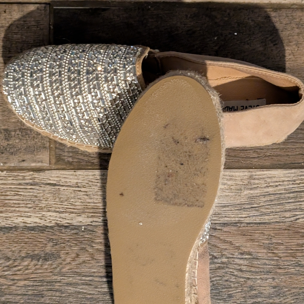 STEVE MADDEN Proud Clog Slip On Shoes Sz 8 Rhinestone Front, Suede Back Women’s